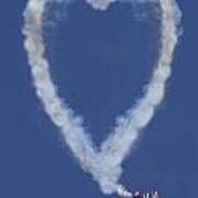 Heart Shape Smoke And Plane Art Print
