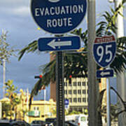 Hurricane Evacuation Sign Art Print