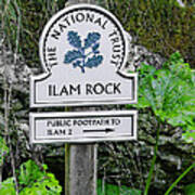 Ilam Rock Sign - Dovedale Art Print
