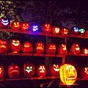 Jack O Lanterns #lights #pumpkins Art Print