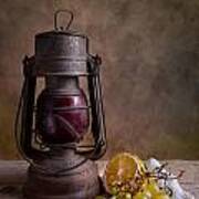 Lamp And Fruits Art Print