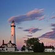 Last Light Of Day At Wind Point Lighthouse - D001125 Art Print