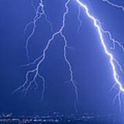 Lightning Strike At Night Near Phoenix, Usa Art Print