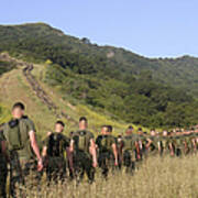 Marines Hike Their Way To A Memorial Art Print