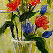 Narrow Window Flowers Art Print