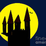 Old Haunted Castle In Full Moon Art Print