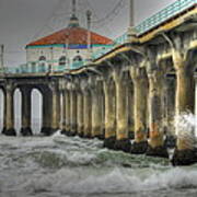 Overcast Manhattan Beach Pier Art Print