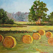 Painting Of Round Hay Bales Art Print