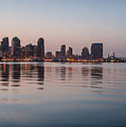 Panorama San Diego Skyline And Coronado Bridge Sunrise Art Print