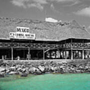 Playa Del Carmen Mexico Maritime Terminal Color Splash Black And White Art Print