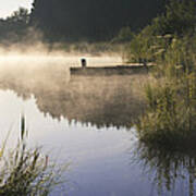 Pond In Early Morning Mist, Upper Art Print
