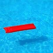 Pool - Blue Water And Red Airbed Art Print
