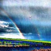 #rainbow #northdakota #clouds #sky Art Print