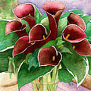 Red Calla Lilies Art Print