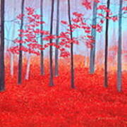 Red Forest Morning Art Print