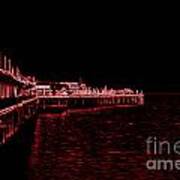 Red Neon Wharf Art Print