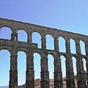 Segovia Ancient Roman Aqueduct Architectural Granite Stone Structure Ix With Arches In Sky Spain Art Print