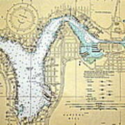 Soundings Map Of Lake Union Art Print