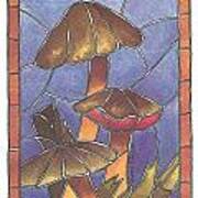 Stained Glass Mushrooms Art Print