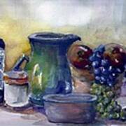 Still Life Wine And Grapes Art Print