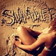 #summer #sand #beach #blonde #girl Art Print