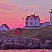 Sunrise Nubble Lighthouse Art Print