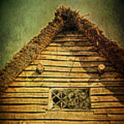 Thatched Cottage And Leaded Window Art Print