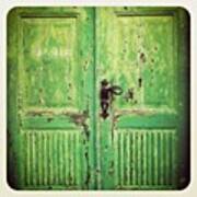 The #green #door In #labin #croatia Art Print
