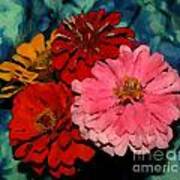 Tie Dye Zinnias Art Print