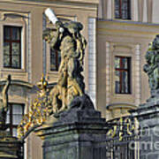 Titans Battling Outside Prague Castle Art Print
