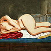 Traditional Modern Female Nude Reclining Odalisque After Ingres Art Print