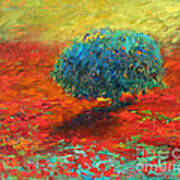 Tuscany Poppy Field Tree Landscape Art Print