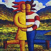 Two Lovers In A Landscape By A Lake Art Print