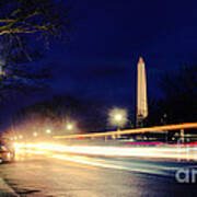 Washington Monument On A Rainy Rush Hour Art Print