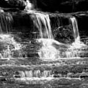 Waterfall Trio At Mcconnells Mill State Park In Black And White Art Print