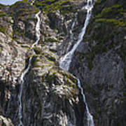 Waterfalls Near South Sawyer Glacier Art Print