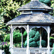 White Gazebo In Garden Paradise Art Print