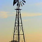 Windmill At Dusk Art Print