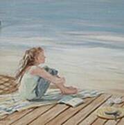 Young Christina By The Beach Art Print