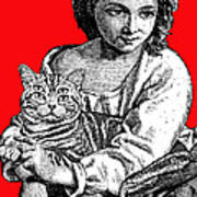 Young Girl With Cat Art Print