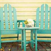 Blue Adirondack Chairs Art Print