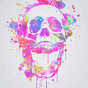 Cool And Trendy Pink Watercolor Skull Art Print