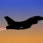 Iaf F-16b Fighter Jet At Sunset Art Print