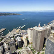 Aerial View Of Seattle Skyline In Usa #1 Art Print