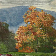 Autumn Foliage With Two Youths Fishing #4 Art Print