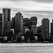 Boston Skyline Black And White Panoramic Picture #1 Art Print