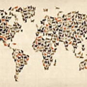 Cats Map Of The World Map Art Print