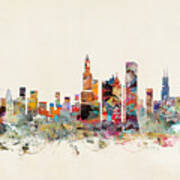 Chicago City Skyline #1 Art Print