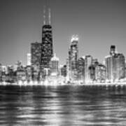 Chicago Lakefront Skyline Black And White Photo #1 Art Print