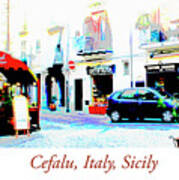 Italian City Street Scene Digital Art Art Print